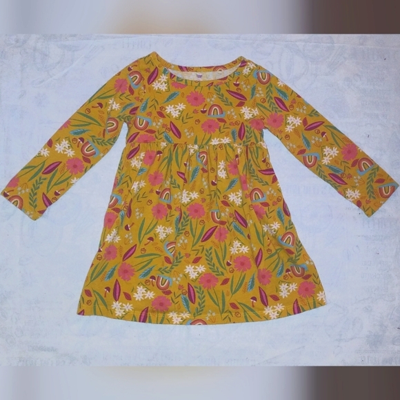 Wonder Nation Toddler Mustard Yellow Printed Long Sleeve Dress 3T - Picture 1 of 3